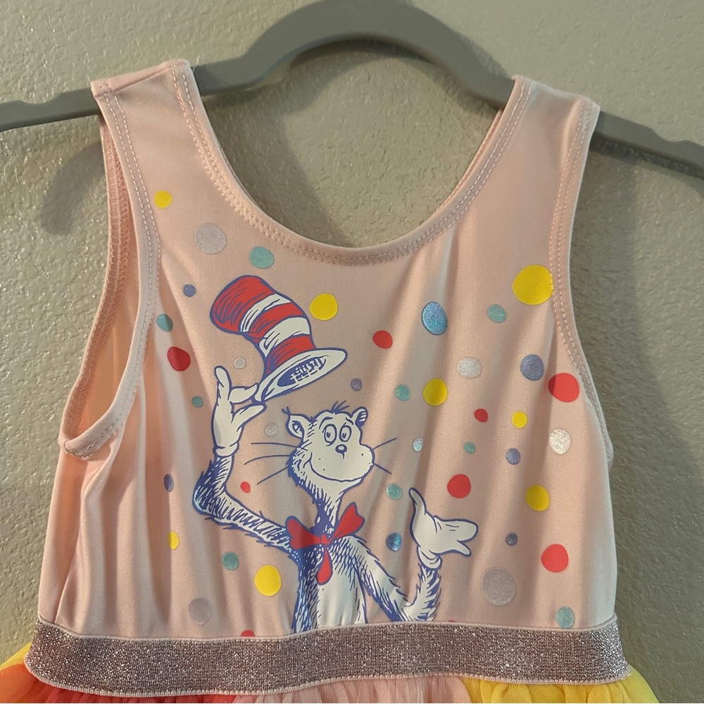 Dr. Seuss Cat in the Hat Kids Costume Dress - Red, Pink, Yellow - Picture 3 of 7